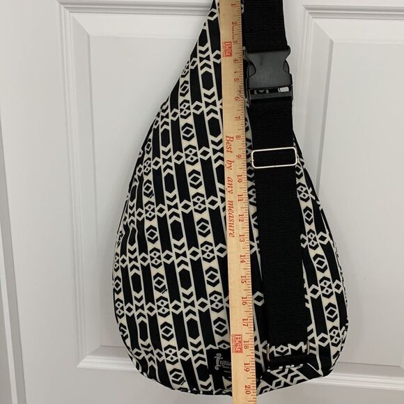 Initials Sling Backpack NWOT black & white with adjustable wide strap - Picture 4 of 9